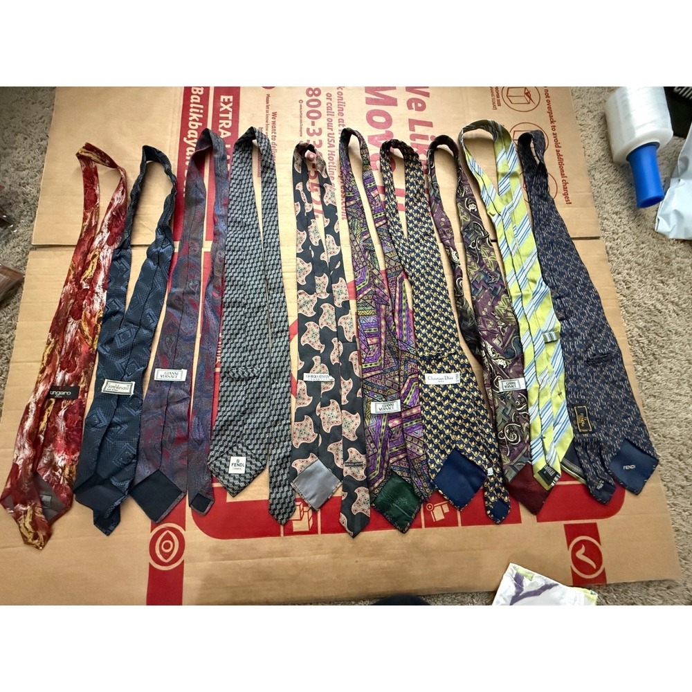 Designer Silk Tie Lot 10pc Drake's Versace Fendi Christian Dior Armani Zegna